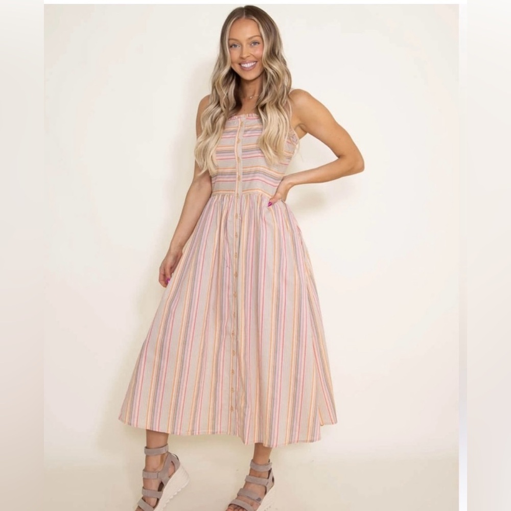 Simply, southern Striped cotton maxi dress.